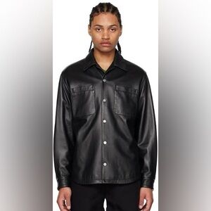 Second/Layer Black Press-Stud Leather Jacket